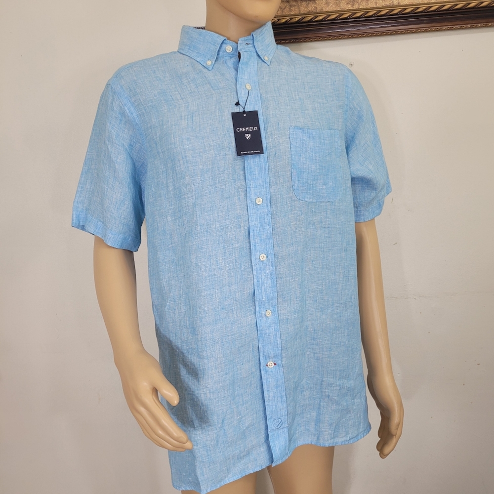 Cremieux 38 Linen Shirt Men’s Large Short Sleeve B